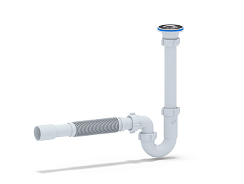 Сифон для раковины АНИ Пласт DB1015 1 1/4 дюйма 32 прямоточный с гибкой трубой 32х32/40