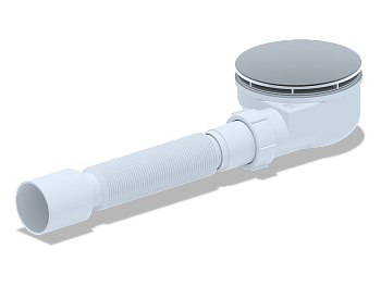 Сифон для душевого поддона АНИ Пласт E355VAL 1 1/2 дюйма 90 высота 55 вальцовка с гибкой трубой 40х50