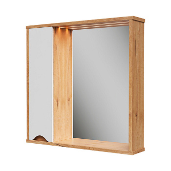 Зеркало-шкаф Barney 70, подвесной, левый, белый/дуб гузон, VOLNA