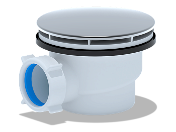 Сифон для душевого поддона АНИ Пласт E320VAL 1 1/2 дюйма 90 высота 65 вальцовка хром