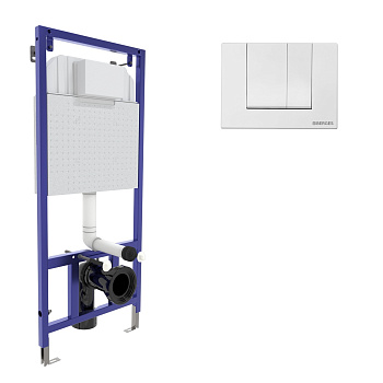 Инсталляция  для скрытого монтажа унитаза NOVUM кнопка S4 Soft Touch белая, BERGES