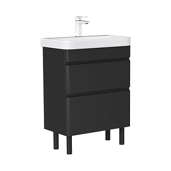 Тумба EQUIL Eltoro 60 напольная 2 ящ. черный софт (под раковину 9595-60)