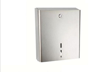 Диспенсер прямоугольный из нерж стали NOFER матовый для туалетной бумаги в больших рулонах 340*288*1