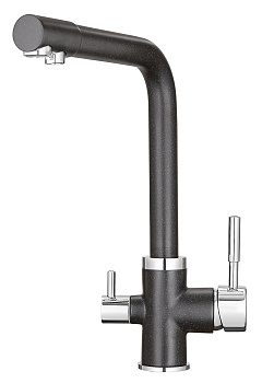 2015, ЧЕРНЫЙ Смеситель для кухни однорыч., с подкл. для питьевой воды, GRANULA