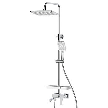 Смеситель DECOROOM DR23071 для ванны и душа с регулируемой высотой штанги и верхней душевой лейкой "