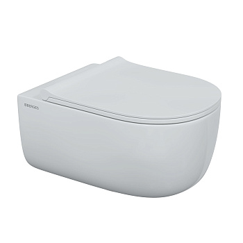 Унитаз подвесной EGO XL, сиденье дюропласт Toma Slim SO, микролифт, быстросъем, белый, BERGES
