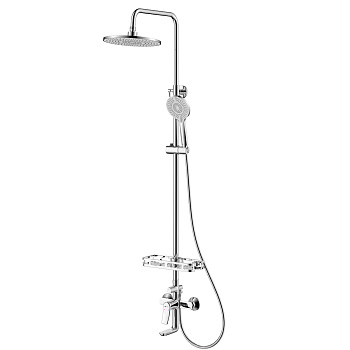 ORTUS Смеситель LM11362C для ванны и душа с регулируемой высотой штанги и верхней душевой лейкой "Тр