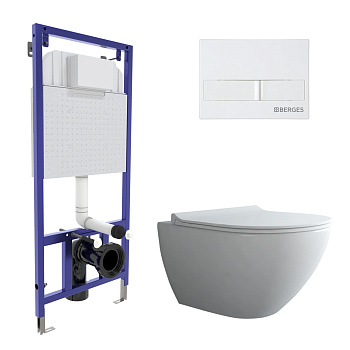 Комплект: инсталляция NOVUM, кнопка L1, унитаз PUMA XL Rimless, сиденье дюропласт Toma Slim SO, BERG