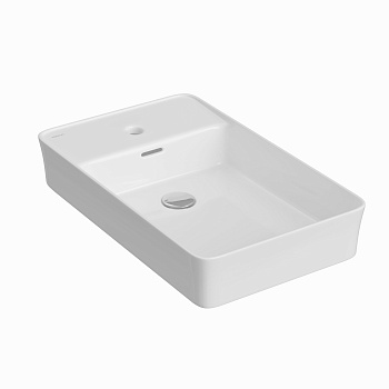 Раковина Ego SL накладная, 60x38 см, отверстие под смеситель сбоку, прямоугольная, белый глянец, BER