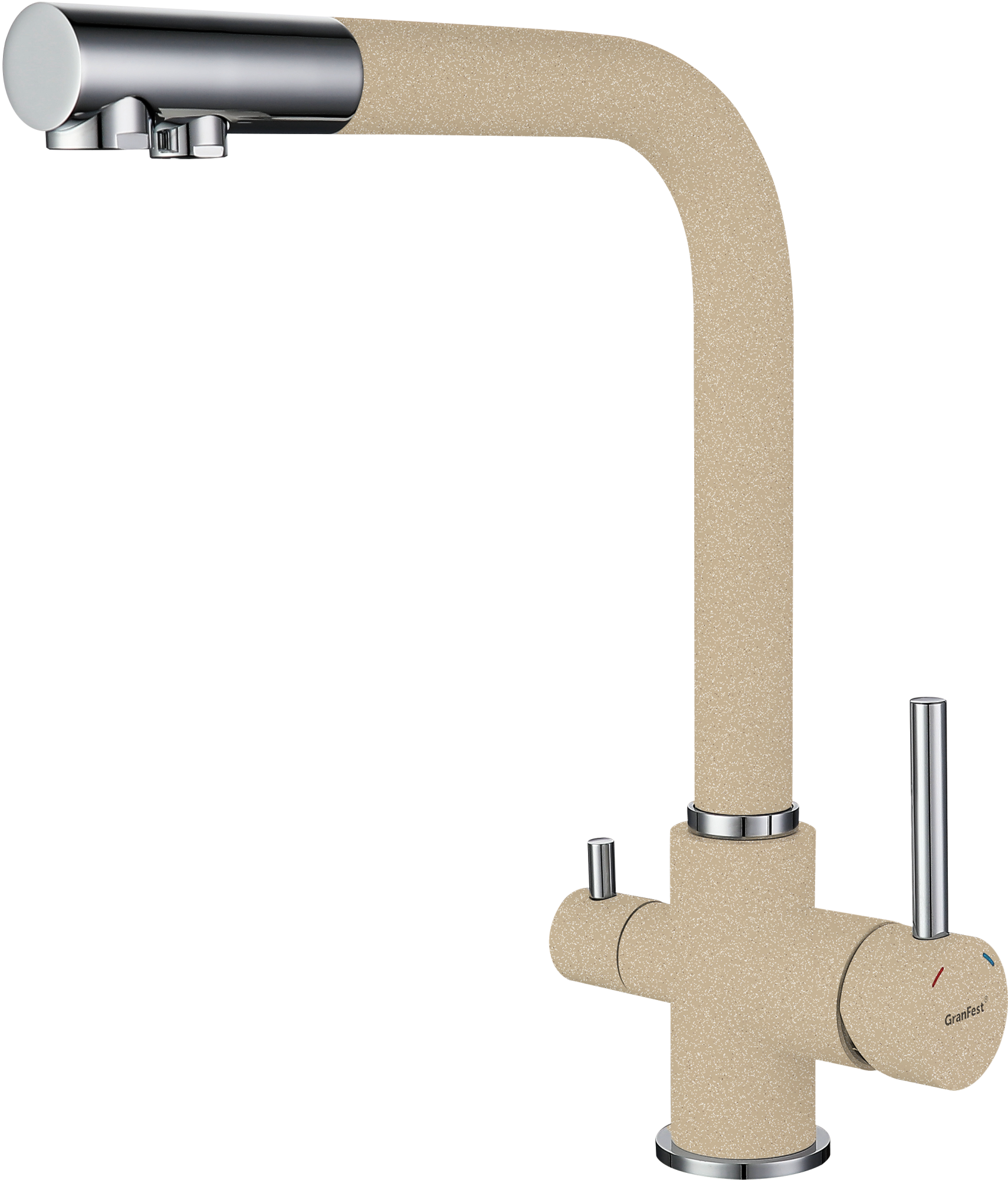 GF Смеситель для кухни, Г-обр. D-35мм с краном питьевой воды, кашемир