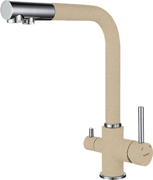 GF Смеситель для кухни, Г-обр. D-35мм с краном питьевой воды, кашемир