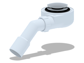 Сифон для душевого поддона АНИ Пласт E321C 1 1/2 дюйма 90 клик-клак гриб с сеткой с переходной трубой 45 градусов 40х50