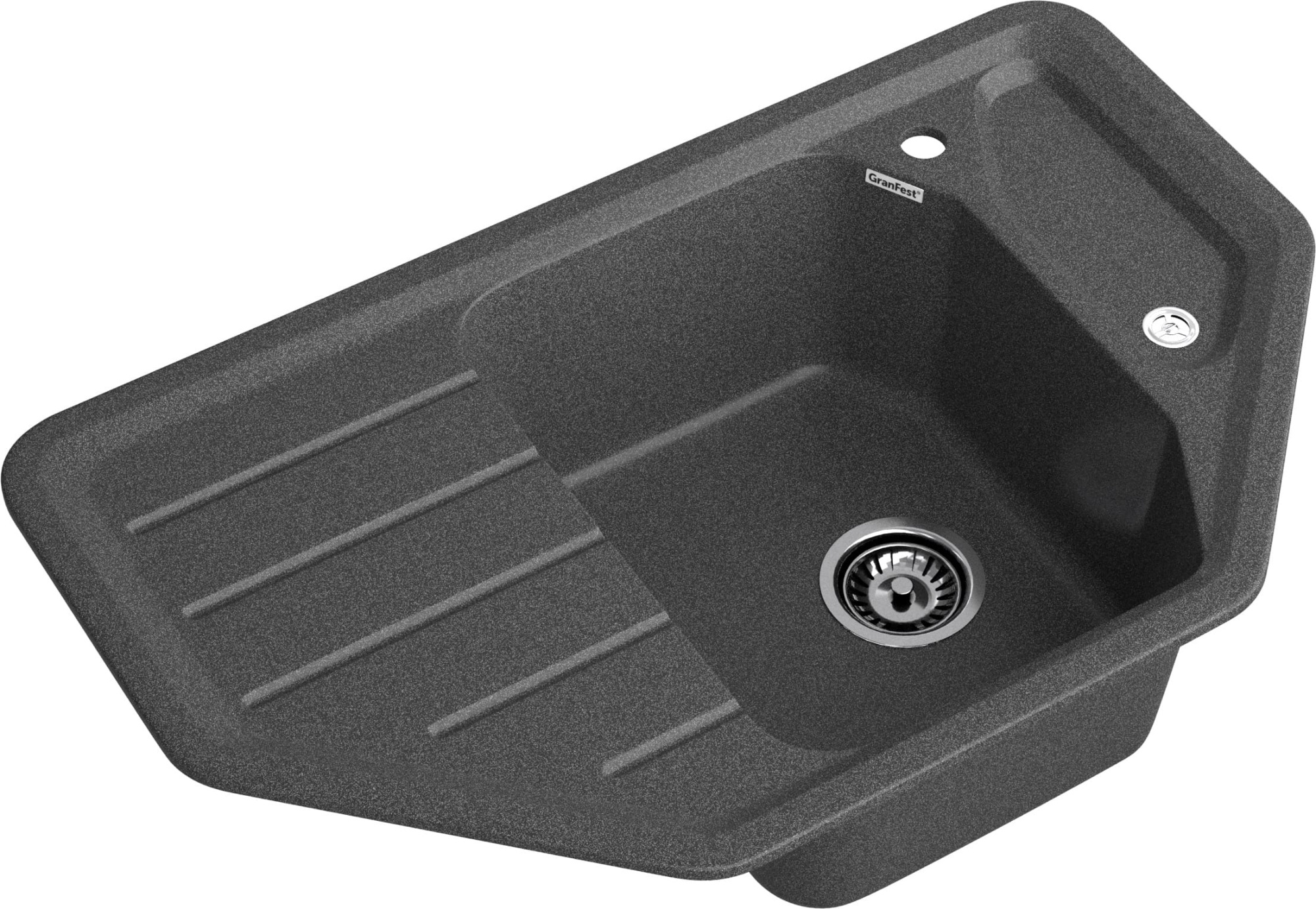 GRANFEST Мойка композит CORNER  GF-C--800E угловая 800*500мм  графит арт.GF-C