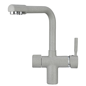 2088, БАЗАЛЬТ Смеситель для кухни однорыч., с подкл. для питьевой воды, сер., GRANULA