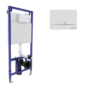 Инсталляция  для скрытого монтажа унитаза NOVUM кнопка F1 белая, BERGES