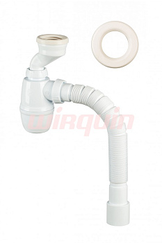 Сифон для писсуара 1¼ х 40 мм с манжетами D40/46 мм и гибким соединением 40/50 мм, WIRQUIN