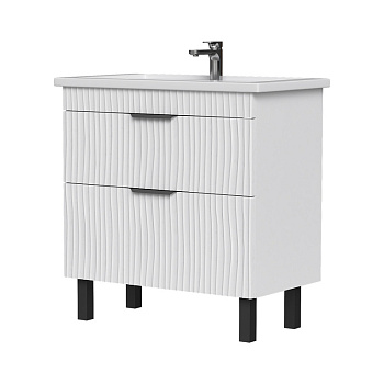 Тумба Lotti 80, напольная 2 ящ., белая (под раковину Миранда 80), VOLNA