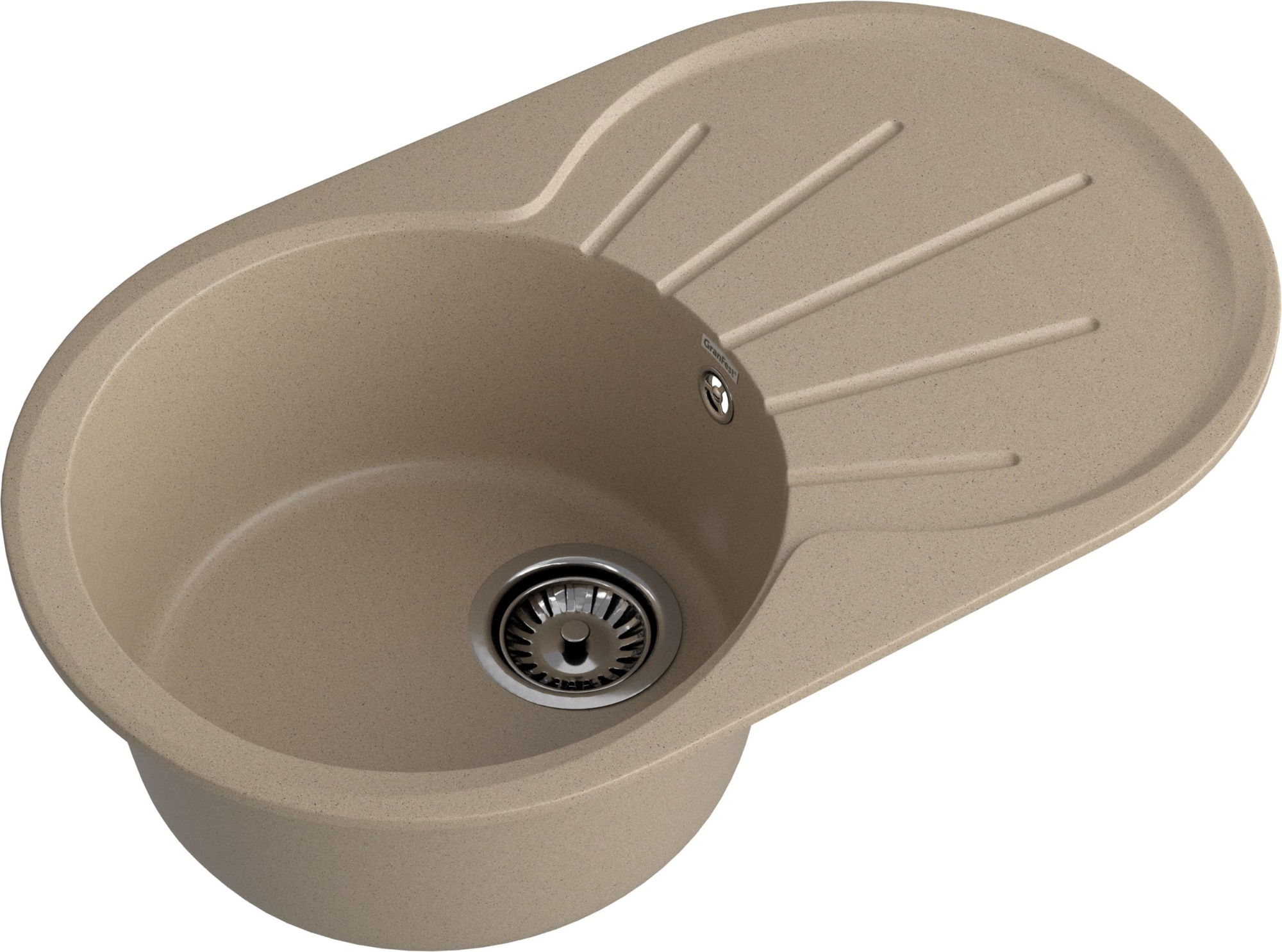 GRANFEST Мойка композит RONDO GF-R--750L  чаша с крылом 750*460мм   песок арт.GF-