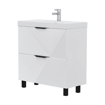 Тумба Geometry 80, напольная, 2ящ., белая (под раковину 9696-80), VOLNA