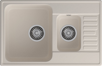 GranFest QUARZ (ECO-21К) Мойка 1.5-чаш+кр. 740*480 (белый)