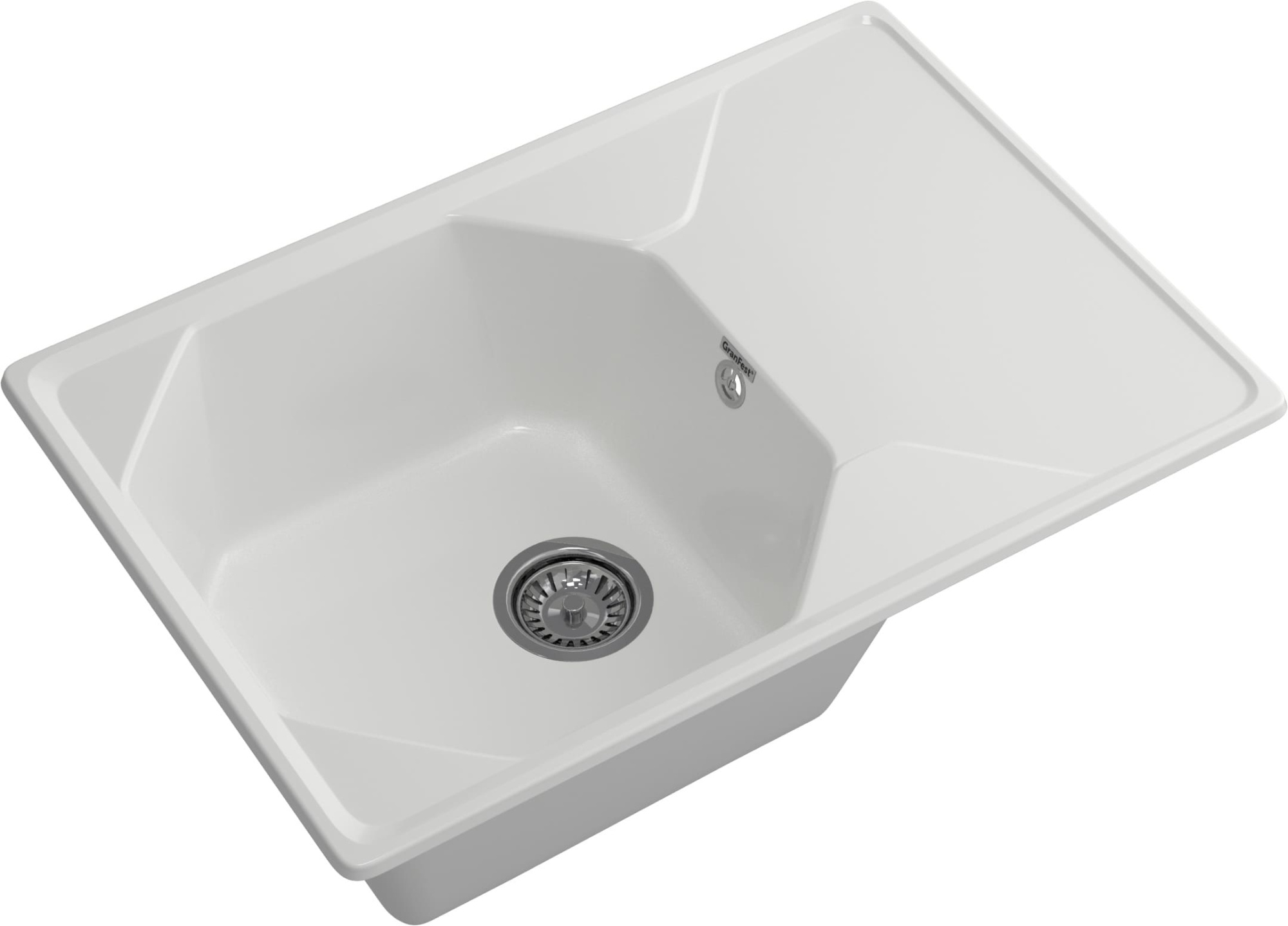 GRANFEST Мойка композит UNIQUE, GF-U-740L, чаш+кр 740*500, иней