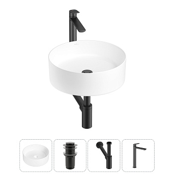 Накладная раковина для ванной комнаты Wellsee Belle Spa 20212150R в наборе 4 в 1: раковина белый гля