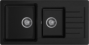 GRANFEST Мойка композит PRACTIK GF-P--980KL  2 чаши с  крылом 980*510 мм  черный  арт.GF-