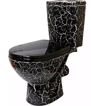 СОЛО Унитаз-компакт горизонт. выпуск, 2-х уровн. арм., сид. полипр., черный кракелюр ROSA