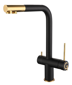 Смеситель для кухни RIVELATO Lugano с краном питьевой воды антрацит золото (1523513 antracite oro)