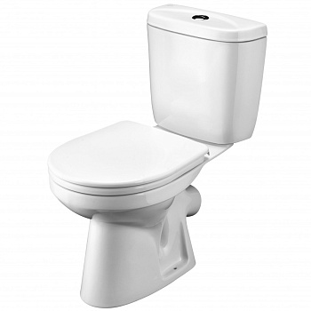 АНИМО Унитаз-компакт, косой выпуск, эконом., 1-режимная арматура, сиденье полипропилен. САНТЕК 