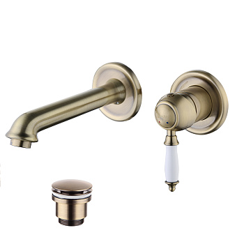 Villa Смеситель для раковины, монолит.излив181мм встр.дон.клап.Click/Clac, р/ОД, бронза, LM, LM4826B