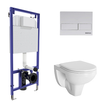 Комплект для монтажа подвесного унитаза GAMMA: инсталляция NOVUM525, кнопка L4, унитаз  с сиденьем  