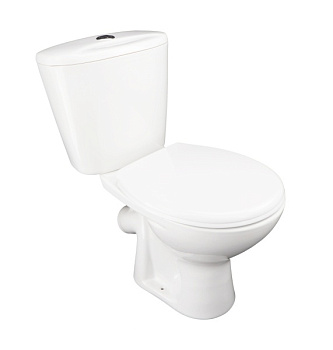 Унитаз-компакт "Универсал NEW 45" наклонный выпуск, кнопка, нижняя подводка, арматура, сиденье Псков