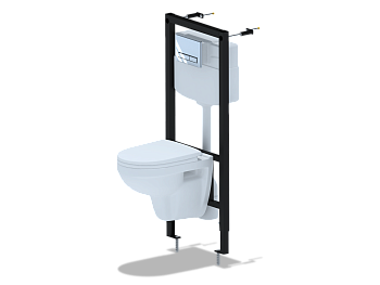 Набор инсталляции 50 см АНИ Пласт WN1141 с унитазом, сиденьем, прямоугольной кнопкой смыва хром