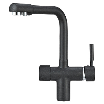 2088, ШВАРЦ Смеситель для кухни однорыч., с подкл. для питьевой воды, черн. метал., GRANULA