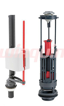 Комплект арматуры: Сливной двухрежимный механизм Wirquin ONE 3/6 L, заливной клапан Kompact поршнево