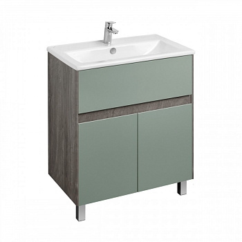 Тумба ФОРЕСТ 75, 1 ящ., 2 дв., дуб рошелье/сумеречный голубой (под раковину ЭЛИНА 75)