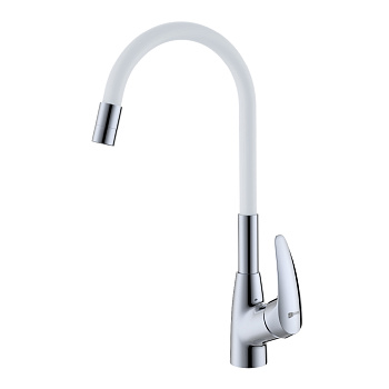 Linara Смеситель для кухни, гиб.излив 261мм, р/ОД, хром/белый, LM, LM0415C-White
