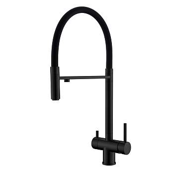 Смеситель для кухни ЧЕРНЫЙ с гибким изливом (черный)  под фильтр из нержавеющей стали EKO, EKO05-160