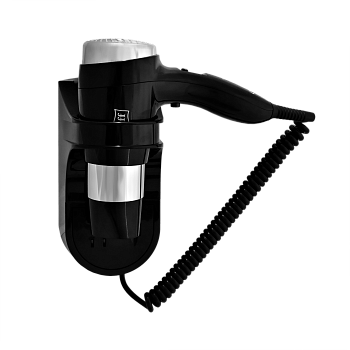 Фен для волос настенный PUFF-1600ВlB черный, с розеткой, 1,6 кВт (0405.013)