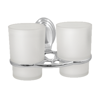 Подстаканник двойной "Solinne", 15122, хром, стекло-сатин, Коллекция Classic