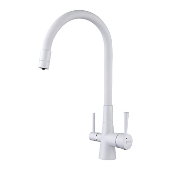 Comfort Смеситель для кухни, гиб.излив 228мм фильтр.воды, р/ОД, белый, LM, LM3075W
