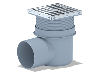 Трап горизонтальный регулируемый, с выпуском 110мм., с решеткой из нержавеющей стали 15х15см., ANI P