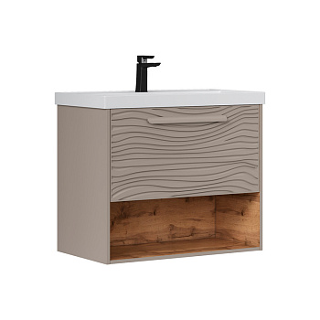 Тумба под раковину EQUIL Gleam 80, подвесная, 1 ящ., амарок/дуб вотан (под раковину 78857-80) (tpGLEAM80.1Y.N-25)