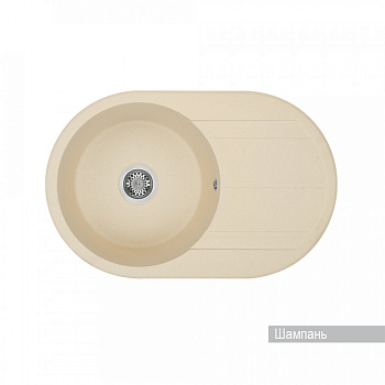 Мойка для кухни  Амира  780x500x211 мм, круглая с крылом, шампань