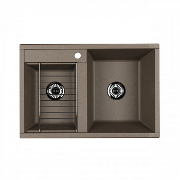 Мойка для кухни  Делия 78 DBL  780x520x218 мм, прямоуг. с крылом, серый шелк