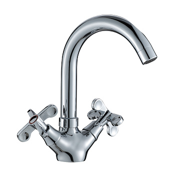 RS42 Смеситель для раковины, пов.излив 126мм, р/ДВ, хром, ROS, RS42-62