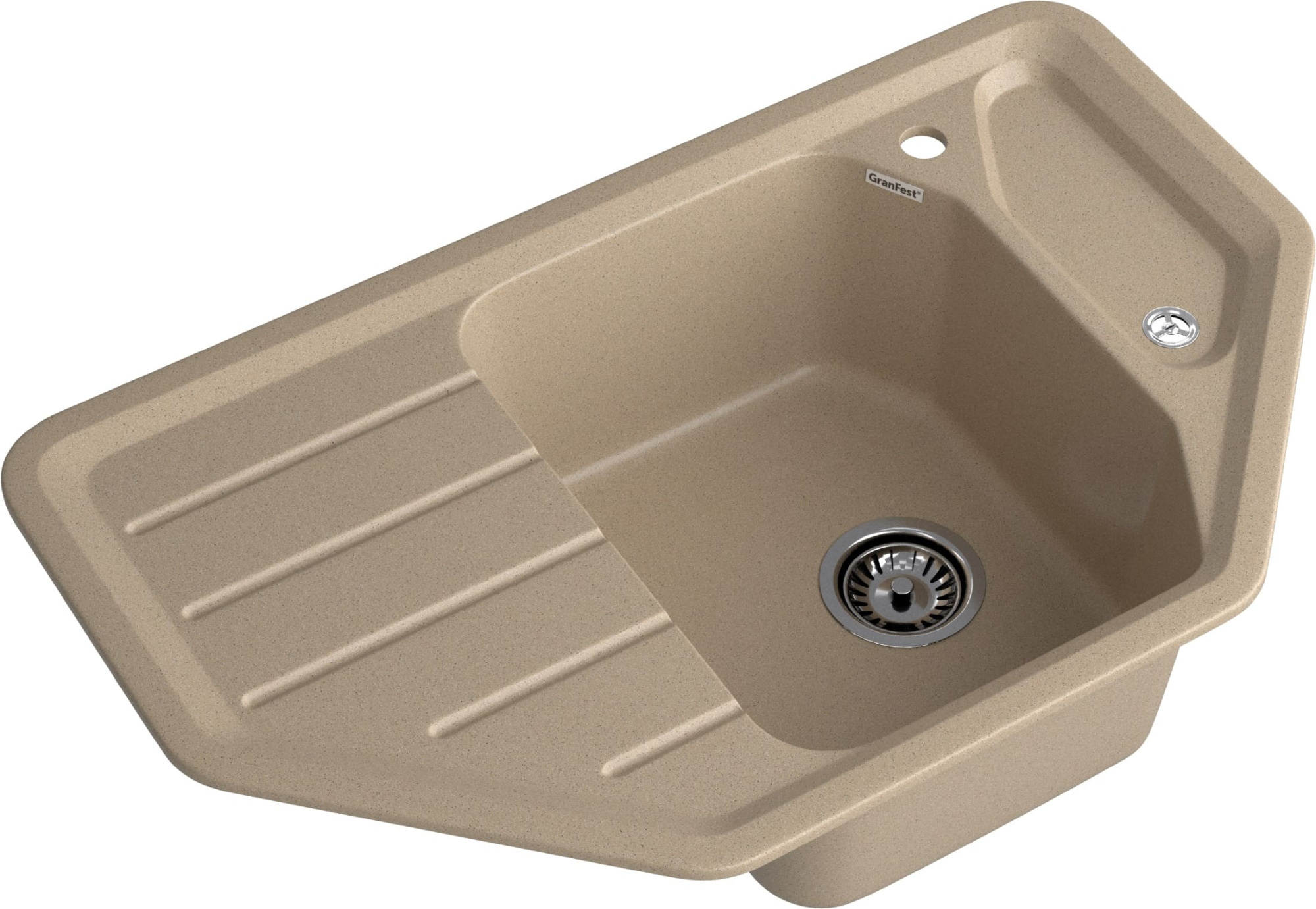 GRANFEST Мойка композит CORNER  GF-C--800E угловая 800*500мм  песочный  арт.GF-
