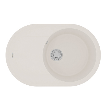 Кухонная мойка Lemark LACHA 760 врезная овальная с крылом из кварцгранита, Жасмин 