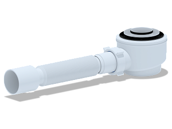 Сифон для душевого поддона АНИ Пласт E415CLS 1 1/2 дюйма 50 клик-клак с сеткой с гибкой трубой 40х50